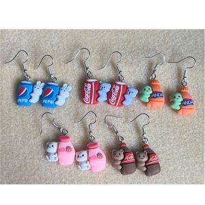 *3 for $20* Cute Animal Hugging Soda Earrings